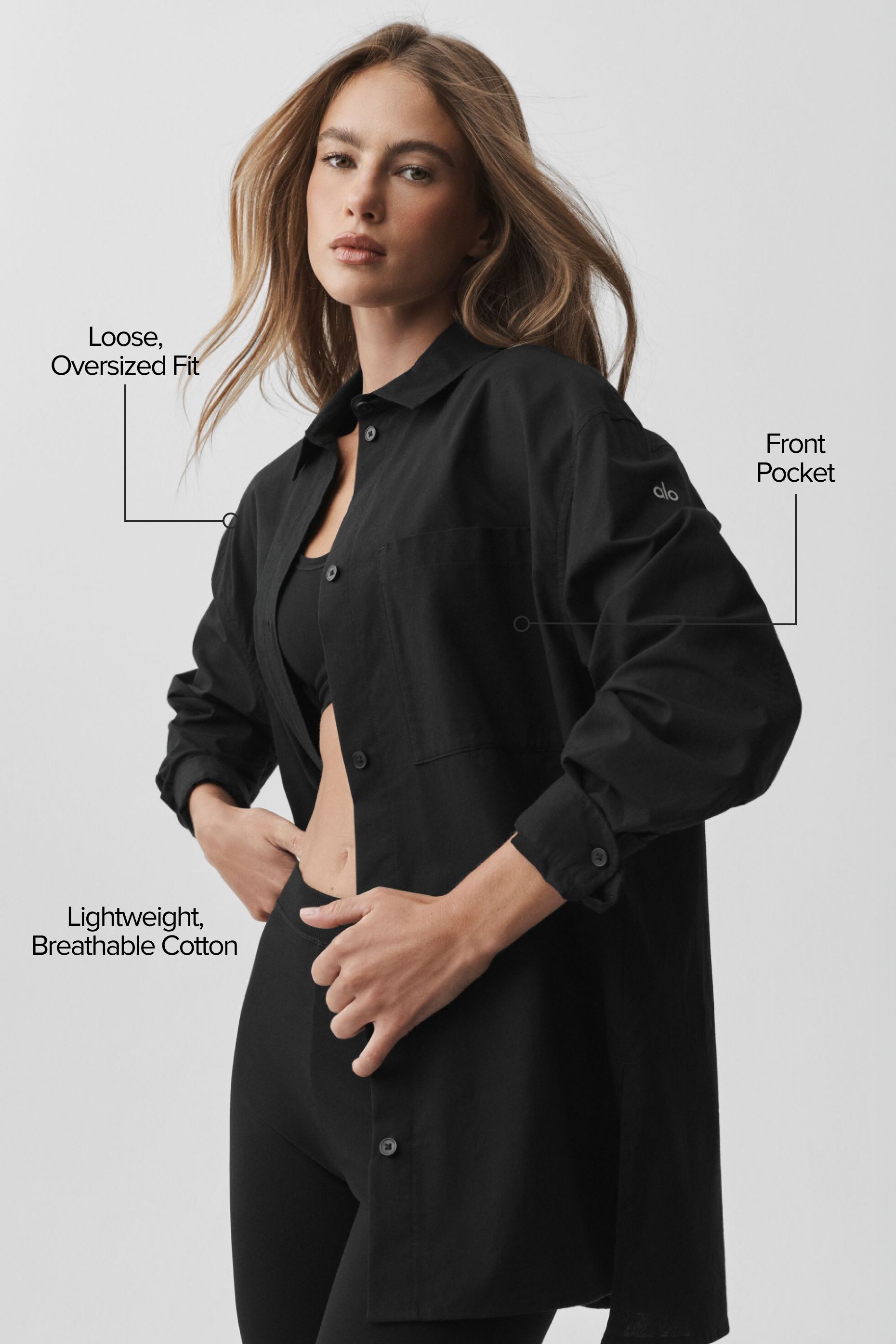 Cotton Real Deal Button Up Long Sleeve - Black